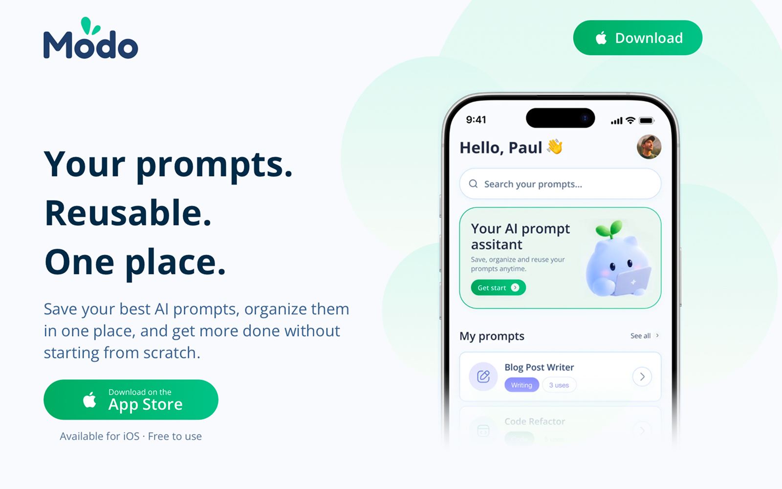 Modo AI prompt app screenshot